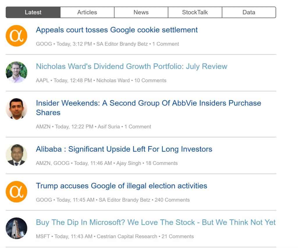 Seeking Alpha Portfolio News